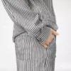 Striped Silk Pj Shirt with Piping and Tonal Tf Embroidered Logo Striped Silk Pj Shirt with Piping and Tonal Tf Embroidered Logo