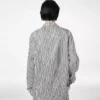 Striped Silk Pj Shirt with Piping and Tonal Tf Embroidered Logo Striped Silk Pj Shirt with Piping and Tonal Tf Embroidered Logo