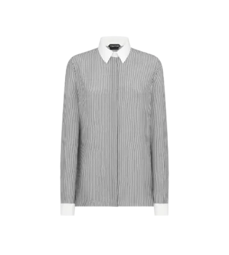Striped Silk Shirt with Contrast Details