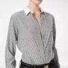 Striped Silk Shirt with Contrast Details