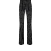 Striped Wool Cotton Barathea Relaxed Pleated Straight Pants