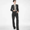 Striped Wool Cotton Barathea Single Breasted Jacket