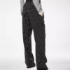 Striped Wool Cotton Barathea Relaxed Pleated Straight Pants