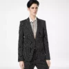 Striped Wool Cotton Barathea Single Breasted Jacket