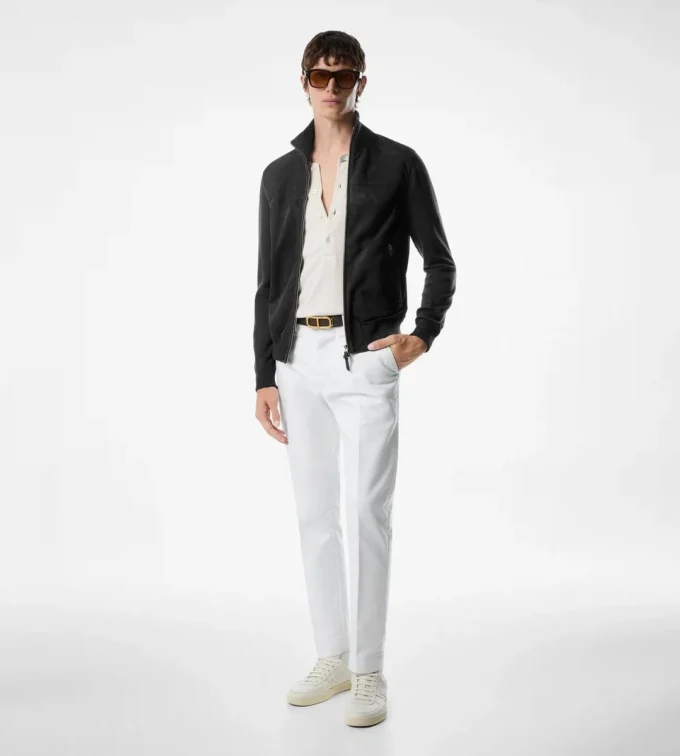 Suede Front Wool Zip Through