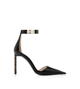 Supple Grain Leather T Latch Ankle Strap Pump Supple Grain Leather T Latch Ankle Strap Pump