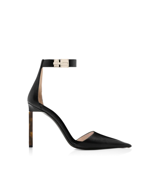 Supple Grain Leather T Latch Ankle Strap Pump Supple Grain Leather T Latch Ankle Strap Pump