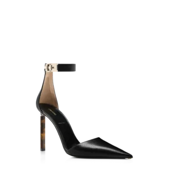 Supple Grain Leather T Latch Ankle Strap Pump Supple Grain Leather T Latch Ankle Strap Pump