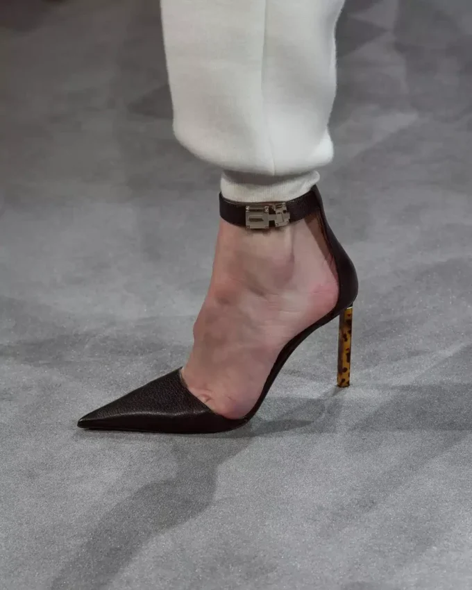 Supple Grain Leather T Latch Ankle Strap Pump Supple Grain Leather T Latch Ankle Strap Pump