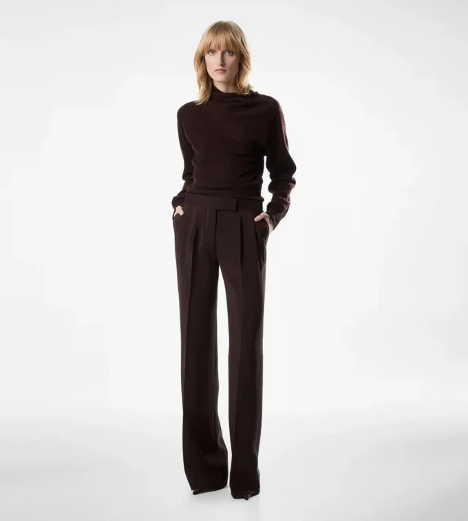 Tailored Double Pleat Wide Leg Pants