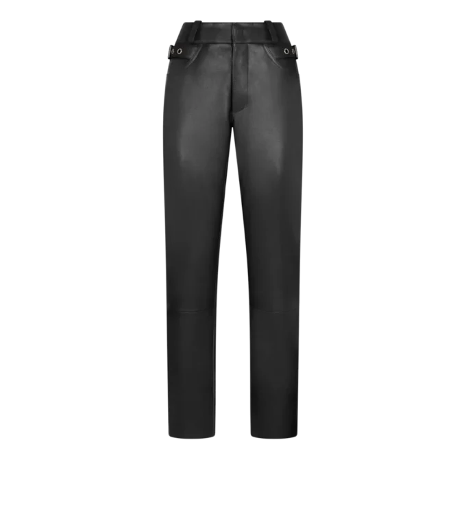 Textured Grain Leather Leather Biker Pants