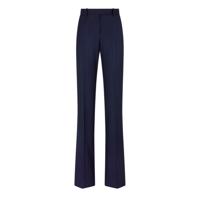 Tonal Stripe Virgin Wool Tailored Straight Pants