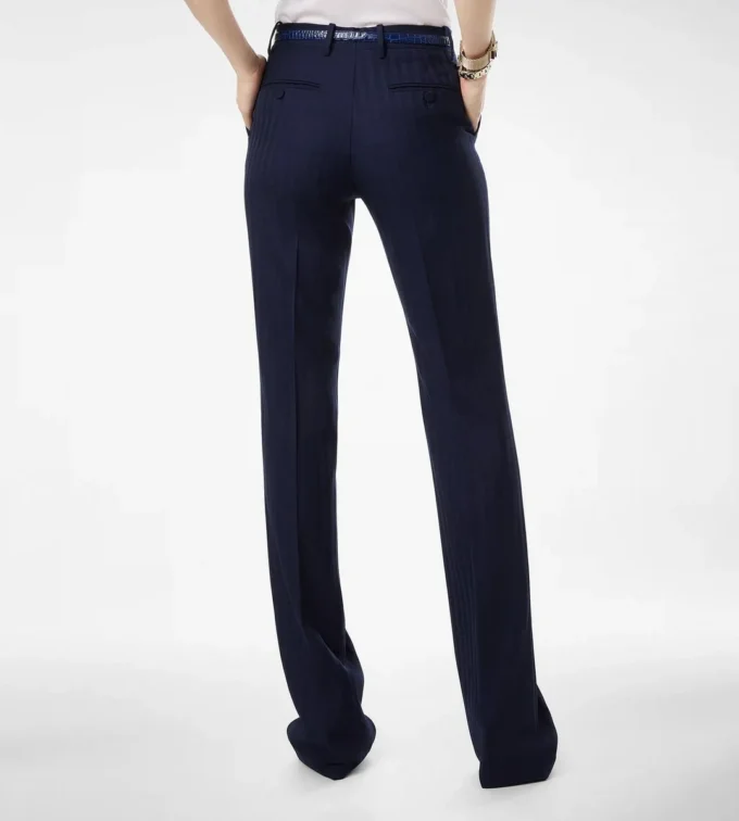 Tonal Stripe Virgin Wool Tailored Straight Pants