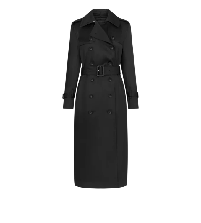 Trench Coat with Leather Undercollar