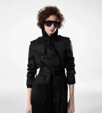 Trench Coat with Leather Undercollar