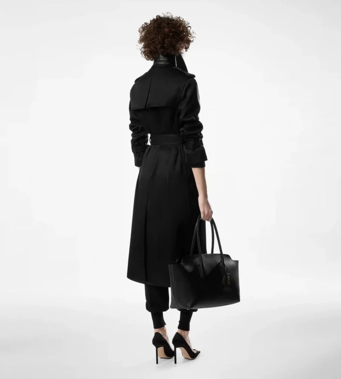 Trench Coat with Leather Undercollar
