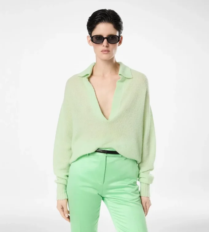 Ultrasoft Cashmere Silk Oversized Open Polo Collar Knit