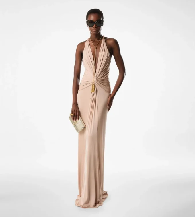 V-Neck Criss-Cross Evening Dress