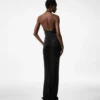 V-Neck Evening Dress with Draped Waterfall Detail