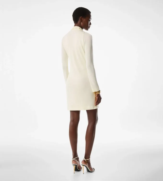 V-Neck Long Sleeve Cocktail Dress with Bar Detail
