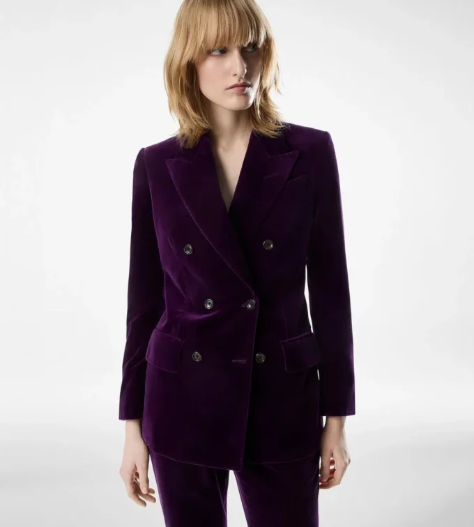 Wallis Double Breasted Peak Lapel Velvet Jacket Wallis Double Breasted Peak Lapel Velvet Jacket