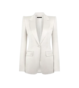 Washed Cotton Silk Blend Duchesse Single Breasted Jacket Washed Cotton Silk Blend Duchesse Single Breasted Jacket
