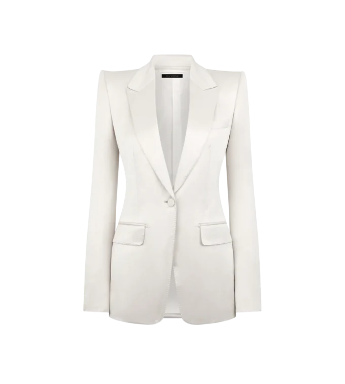Washed Cotton Silk Blend Duchesse Single Breasted Jacket Washed Cotton Silk Blend Duchesse Single Breasted Jacket
