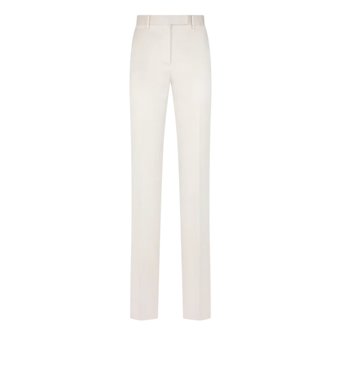 Washed Cotton Silk Blend Duchesse Tailored Straight Pants Washed Cotton Silk Blend Duchesse Tailored Straight Pants
