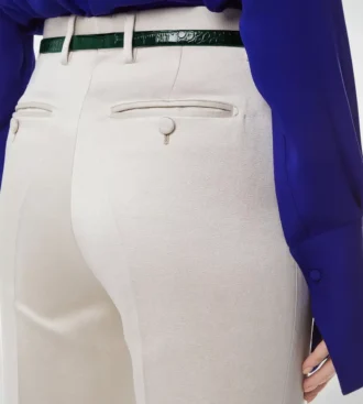 Washed Cotton Silk Blend Duchesse Tailored Straight Pants Washed Cotton Silk Blend Duchesse Tailored Straight Pants