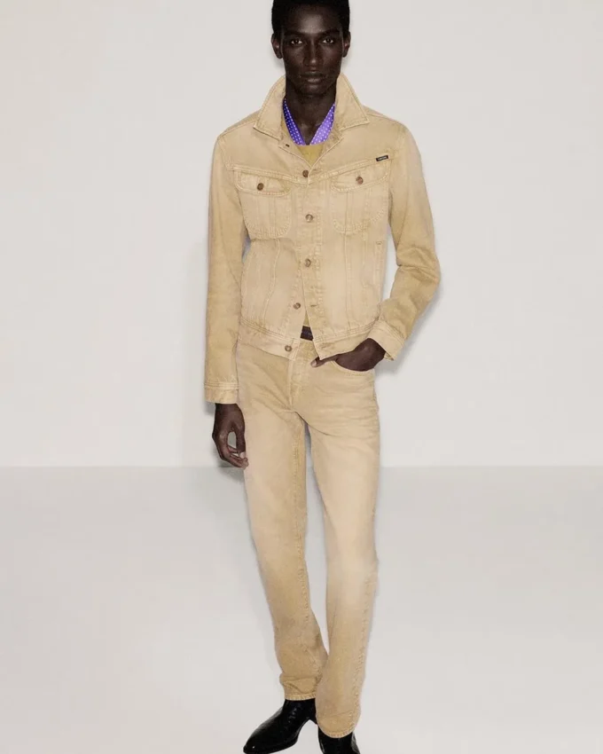 Washed Sand Straight Fit Denim