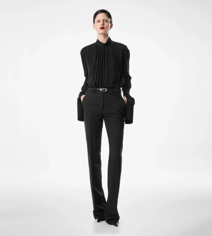 Washed Silk Georgette Long Sleeve Blouse Washed Silk Georgette Long Sleeve Blouse
