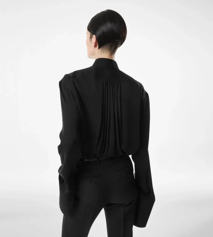 Washed Silk Georgette Long Sleeve Blouse Washed Silk Georgette Long Sleeve Blouse