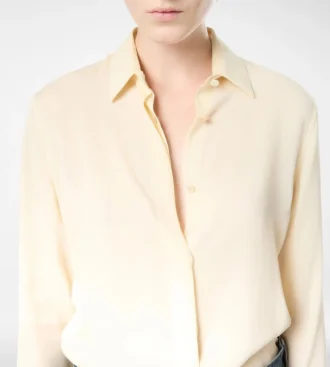 Washed Silk Georgette Shirt with Tonal Tf Embroidered Logo Washed Silk Georgette Shirt with Tonal Tf Embroidered Logo