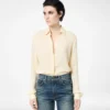 Washed Silk Georgette Shirt with Tonal Tf Embroidered Logo