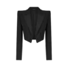 Wool Silk Blend Double Breasted Cropped Tuxedo Jacket Wool Silk Blend Double Breasted Cropped Tuxedo Jacket