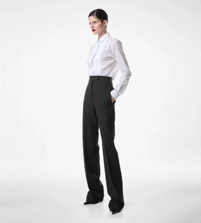 Wool Silk Blend High-Waisted Tuxedo Pants Wool Silk Blend High-Waisted Tuxedo Pants