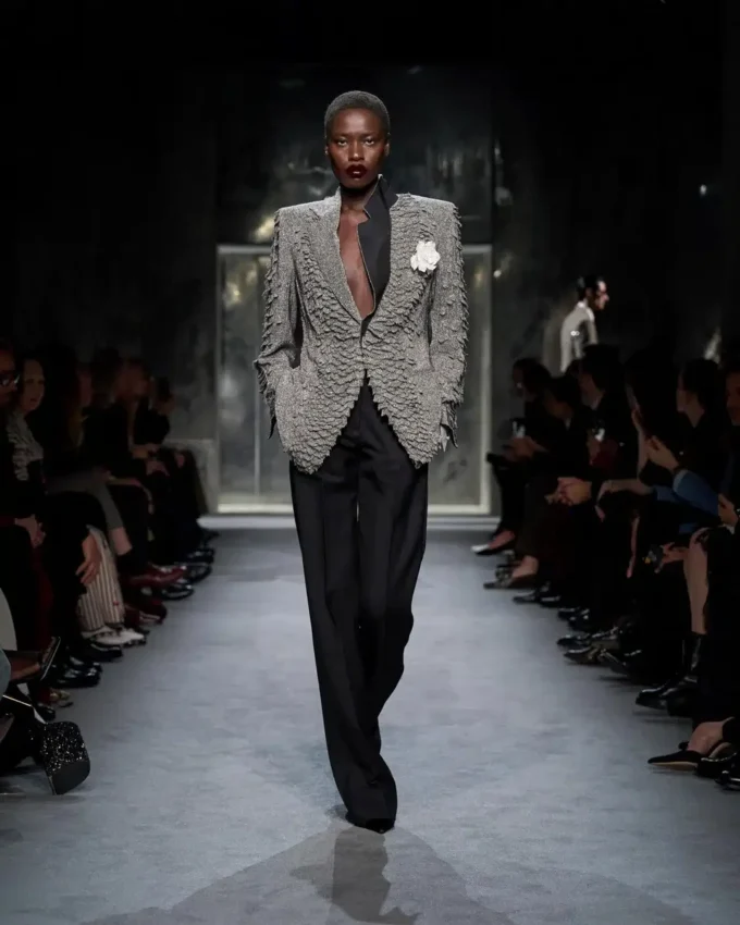 Wool Silk Blend High-Waisted Tuxedo Pants Wool Silk Blend High-Waisted Tuxedo Pants