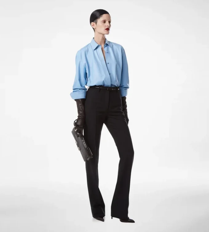Wool Silk Blend Tailored Straight Pants Wool Silk Blend Tailored Straight Pants