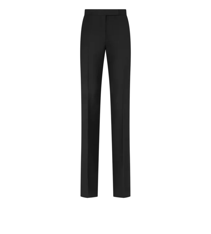 Wool Silk Blend Tailored Tuxedo Straight Pants Wool Silk Blend Tailored Tuxedo Straight Pants