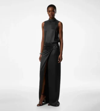 Wrap Maxi Skirt with Leather Belt