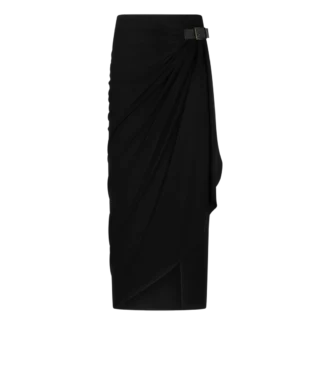 Wrap Skirt with Leather Detail
