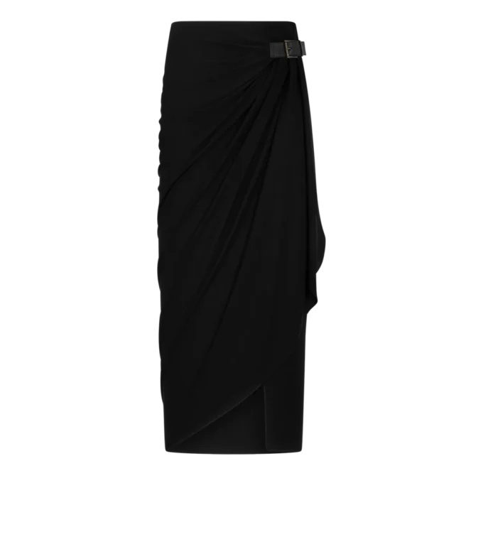 Wrap Skirt with Leather Detail
