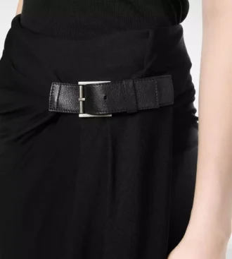 Wrap Skirt with Leather Detail
