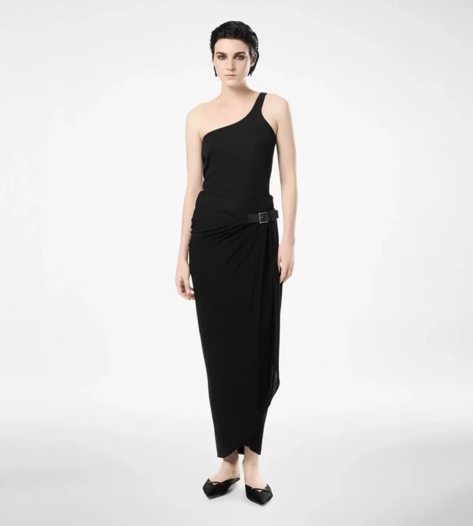 Wrap Skirt with Leather Detail