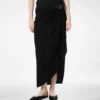Wrap Skirt with Leather Detail