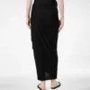 Wrap Skirt with Leather Detail