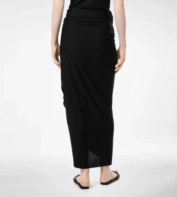 Wrap Skirt with Leather Detail